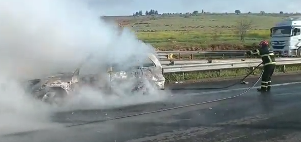 Urfa’da otobanda otomobil yangını!;