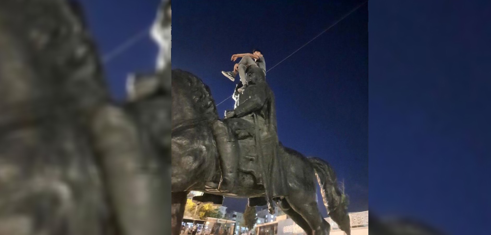 Urfa'da Atatürk heykeline çıkan şahıs gözaltına alındı!;